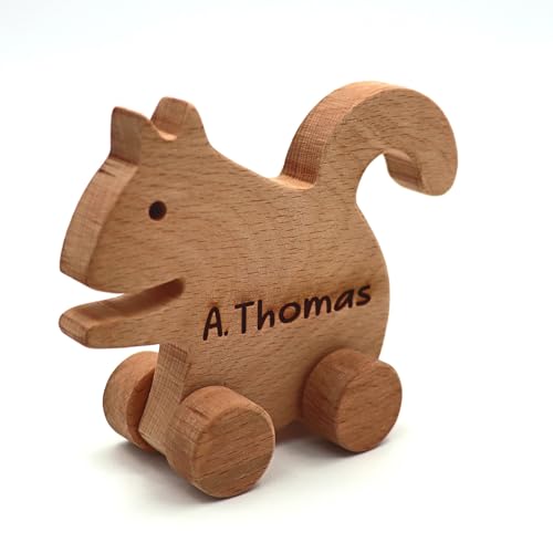 Wooden Squirrel Push Toy Handmade Baby Gift