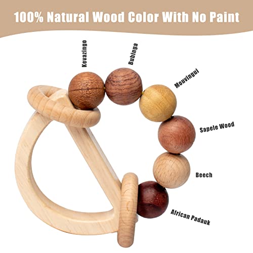 Busy Edition Wooden Rattles for Newborns and Toddlers 0-12 Months