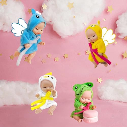Carreuty 6 Piece Mini Baby Doll Set with Clothes and Hats