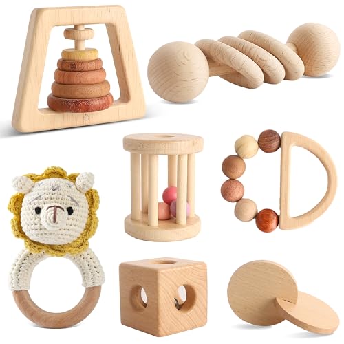 MLYEY 7PCS Wooden Montessori Toy Set for Babies 12-36 Months
