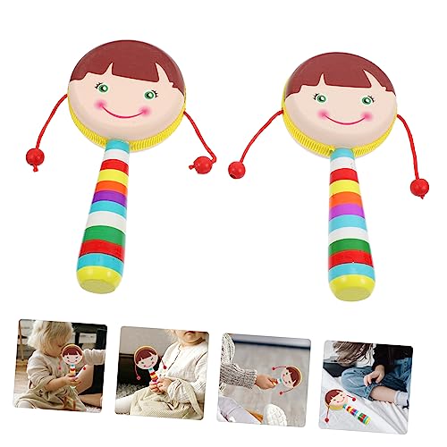 2pcs Musical Wooden Rattle for Babies with Soft Edges