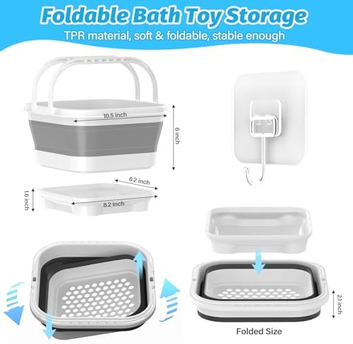 Anivia Foldable Bath Toy Storage Organizer Gray 1