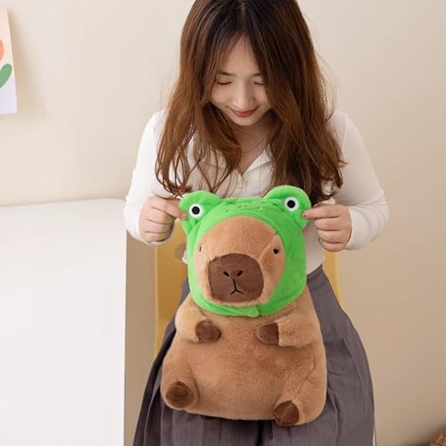 Ditucu Capybara Plush Pillow with Frog Hat