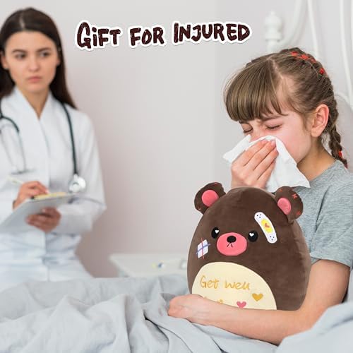 Easfan Get Well Soon Stuffed Bear Plush Pillow 13 Brown
