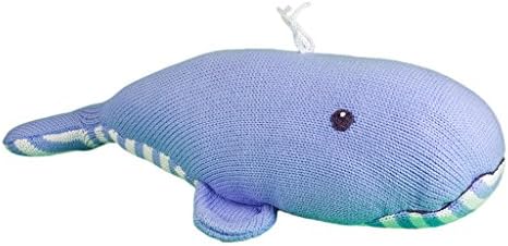 ZUBELS Baby Wally The Whale Rattle 7-Inch Hand-Knit Plush Toy