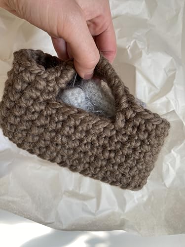 Fluffy Sleeping Kitten Grey Toy Crib Safe Crochet Kitten