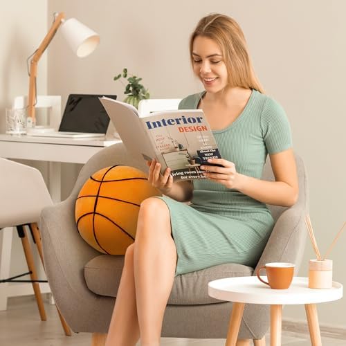 OurHonor Basketball Pillow Fluffy 3D Stuffed Ball Decor