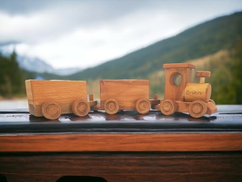 Personalized Wooden Train Set for Toddlers 2-4 Years 1