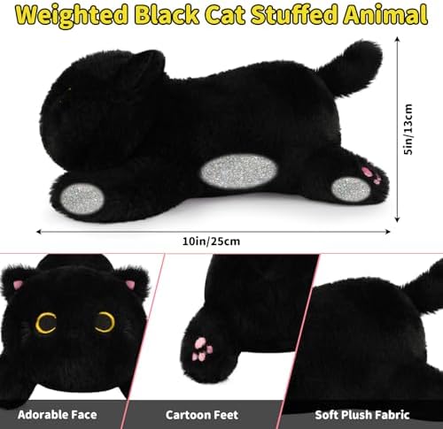 Leokawin Weighted Black Cat Plush Pillow
