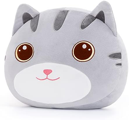 Cat Plush Pillow Toy for Kids Gray 15 Inches