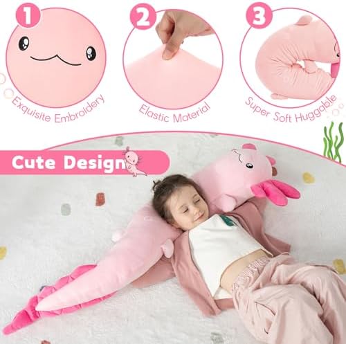 MaoGoLan Glow-in-the-Dark Axolotl Plush Pillow