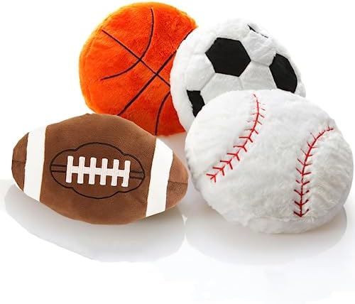 4 Pcs Sports Themed Fluffy Throw Pillows