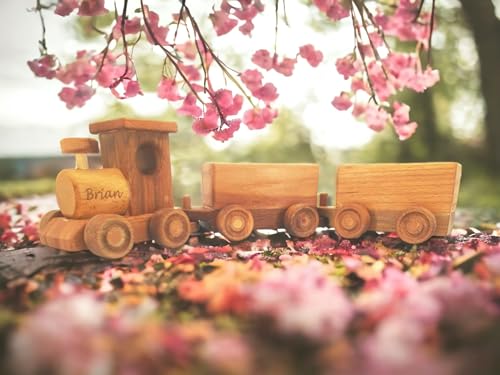 Personalized Wooden Train Set for Toddlers 2-4 Years 1