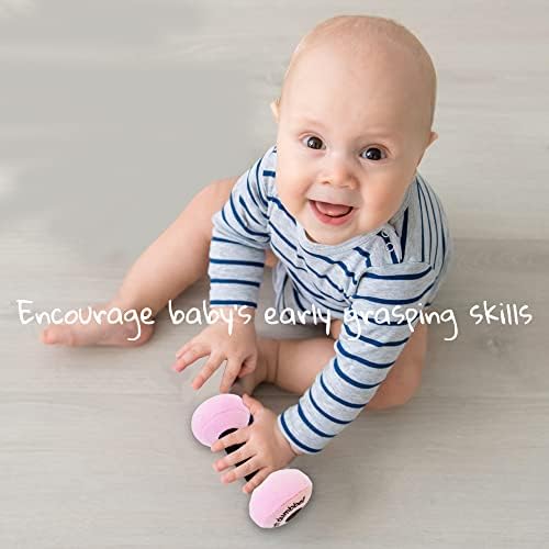 June Garden 6 Plush Baby Dumbbell Rattle Toy - Pink 1