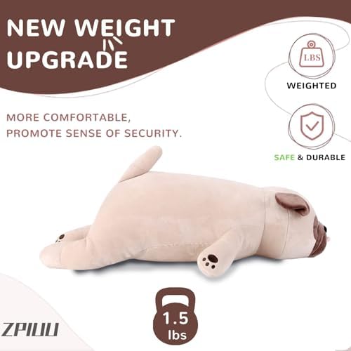 ZPIUU 15 Weighted Pug Plush Pillow Toy