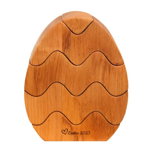 Personalized Wooden Bunny Stacker Egg Toy for Toddler