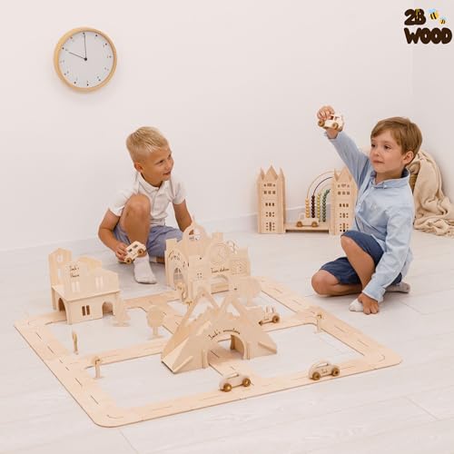 Personalized Wooden Car Track for Kids - XL Toddler Race Track Toy