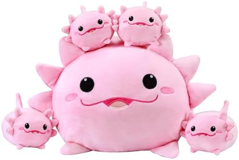 YIIQUWEN Axolotl Plush Family Set with 4 Baby Pillows