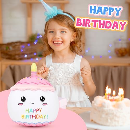 Easfan Birthday Cake Plush Pillow Stuffed Animal