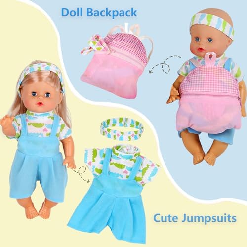 Young Buds 10 Sets Baby Doll Clothes with Schoolbag Cutlery Toys