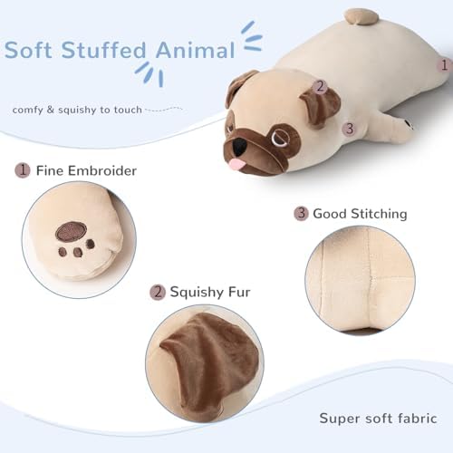 ZPIUU 15 Weighted Pug Plush Pillow Toy