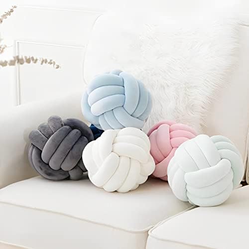 KEBAIHUA Knotted Ball Pillow Dark Grey Plush Throw Cushion
