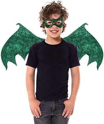 Little Adventures Reversible Dragon Mask and Wing Set for Kids Green 1