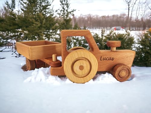 Personalized Wooden Tractor Toy For Boys - Farm Playset
