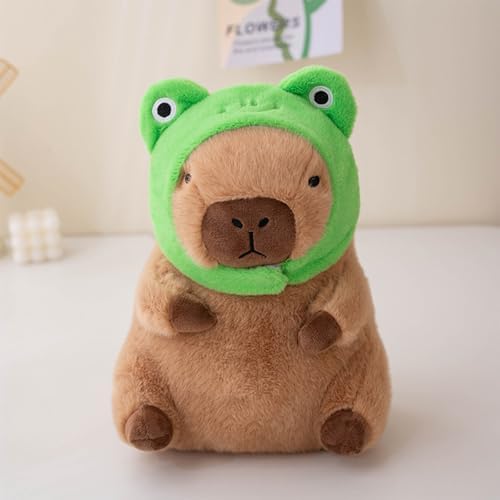 Ditucu Capybara Plush Pillow with Frog Hat