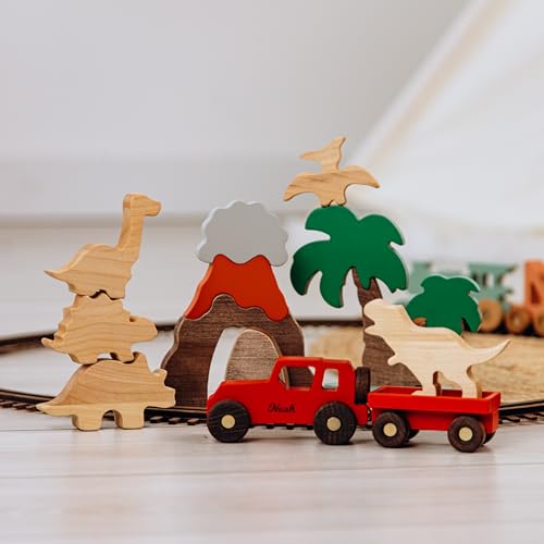 Personalized Wooden Dino Toy Set for Kids