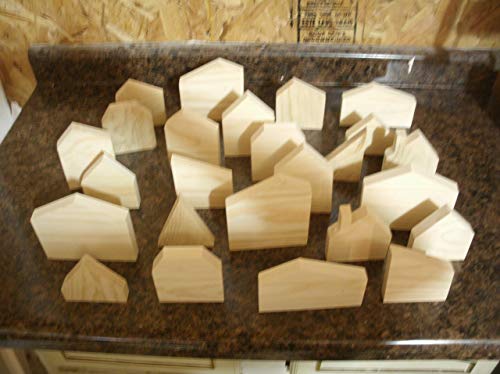 25 Handmade Unfinished Wooden House Shapes Set