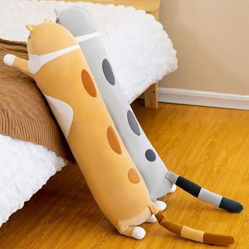 Somao Long Cat Plush Pillow for Kids Gray