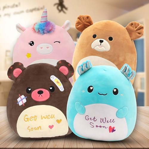 Easfan Get Well Soon Stuffed Bear Plush Pillow 13 Brown