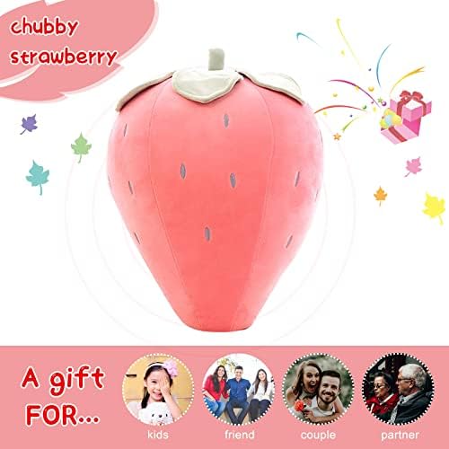PUXU Cute Strawberry Plush Pillow for Kids