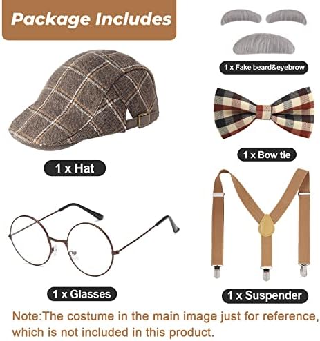 Keymall Old Man Costume for Kids with Beret Hat