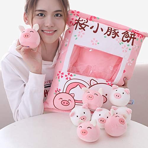 REFAHB Cute Throw Pillow with Fluffy Stuffed Pigs