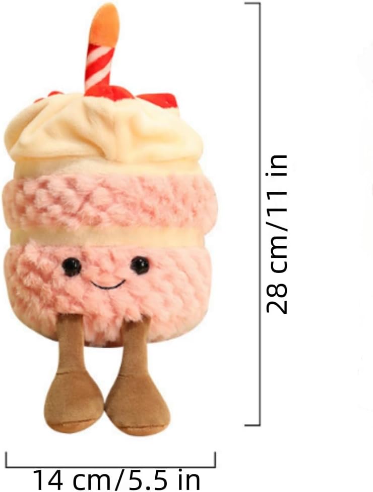 OUKEYI 28cm Birthday Cake Plush Toy - Cute Smile Pillow Stuffed Animal