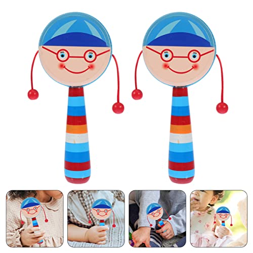 DECHOUS Hand Wooden Rattle Toy 2pcs Baby Development