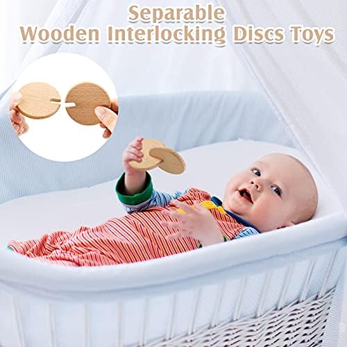 Zhanmai 5-Piece Wooden Baby Toys with Bells and Rattles