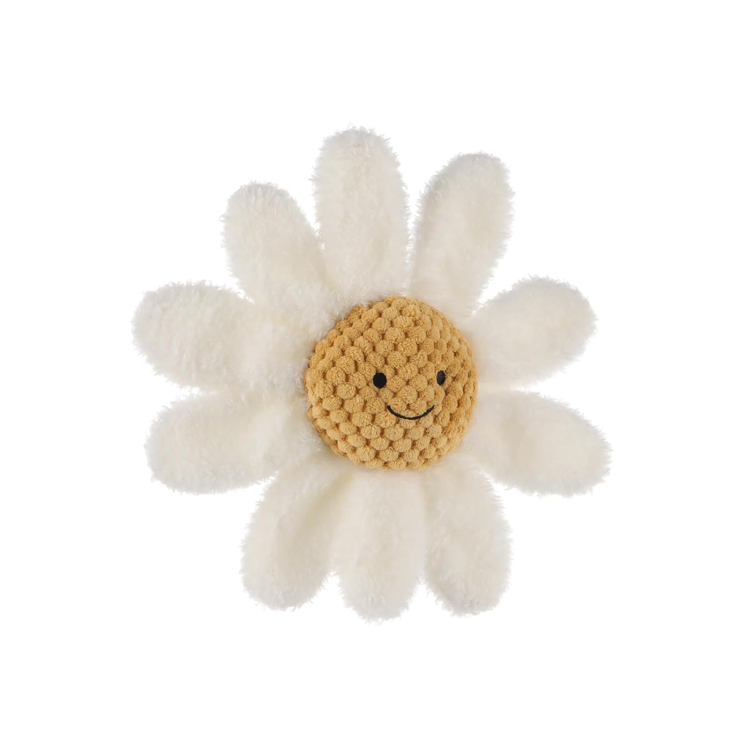 Apricot Lamb Soft Rattle Toy with White Daisy Design
