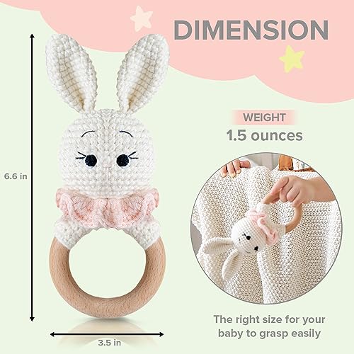 Deluxe Handcrafted Wooden Bunny Rattle Toy
