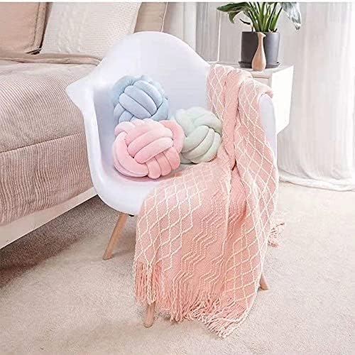 PUXU Knot Pillow Ball Round Plush Cushion Mint 85in22cm