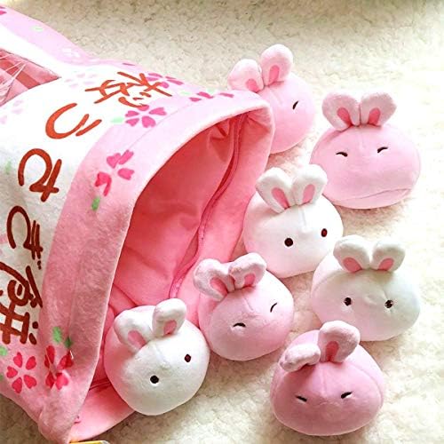 REFAHB Cute Plush Pillow Throw with 8 Stuffed Bunnies