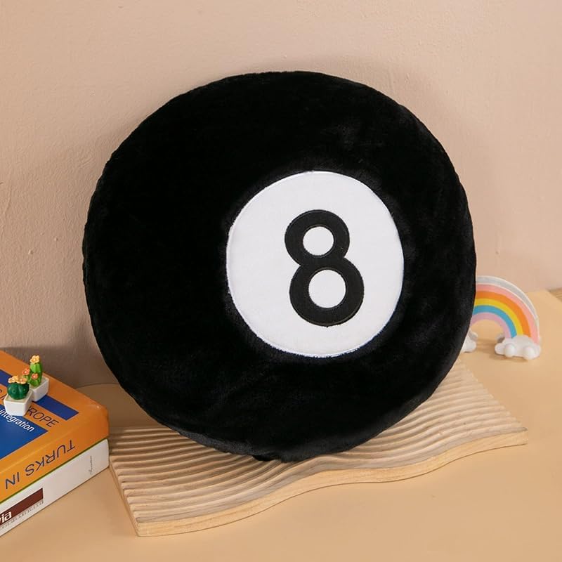 AUCOOMA Billiard Pillow 137 Fluffy 8 Ball Plush Cushion Black