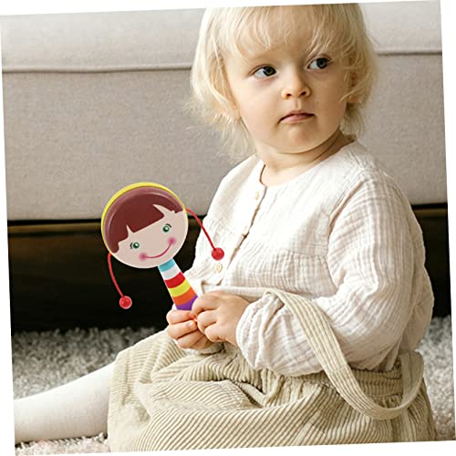 Toddmomy 2pcs Cartoon Design Wooden Rattle