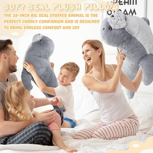 39 Inch Giant Seal Plush Stuffed Animal Cuddle Toy