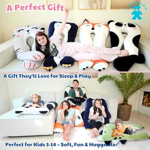 LUNAMIRA Panda Kids Body Pillow - 47 U-Shape Plush Comfort