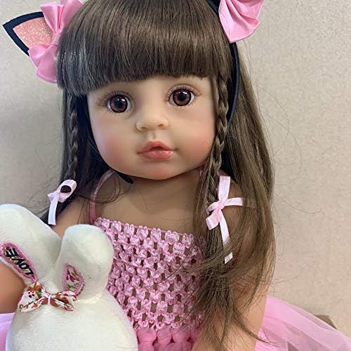 RXDOLL Reborn Baby Doll 22 Inches Waterproof with Pink Dress