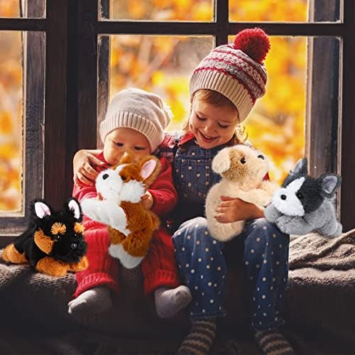 4 Pack 8 Inch Dog Plush Stuffed Animal Pillow Set