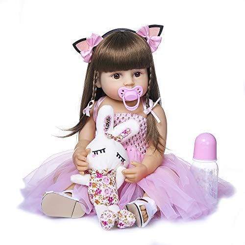 RXDOLL Reborn Baby Doll 22 Inches Waterproof with Pink Dress
